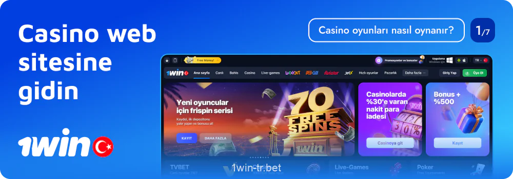 1win Türkiye casino web sitesine git