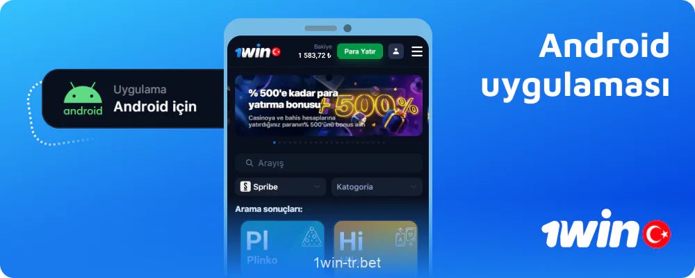Android için 1win Türkiye Plinko uygulaması