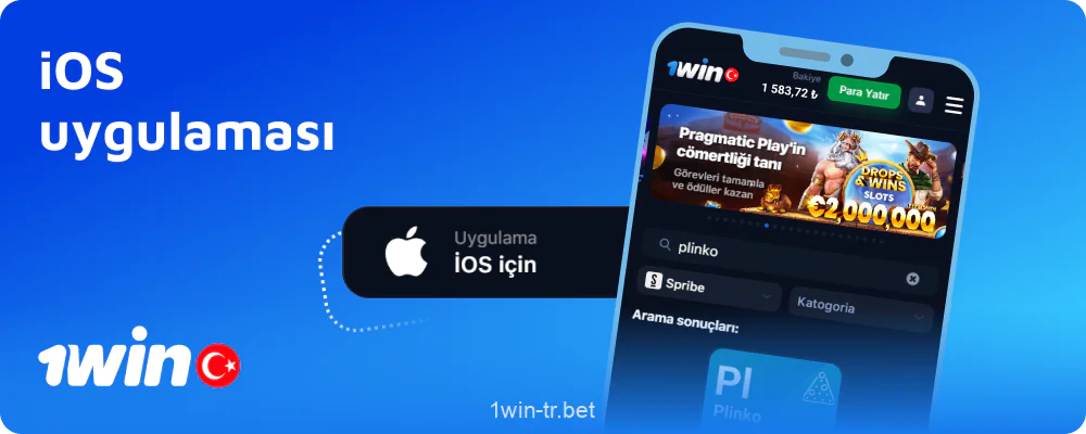 iOS için 1win Türkiye Plinko uygulaması