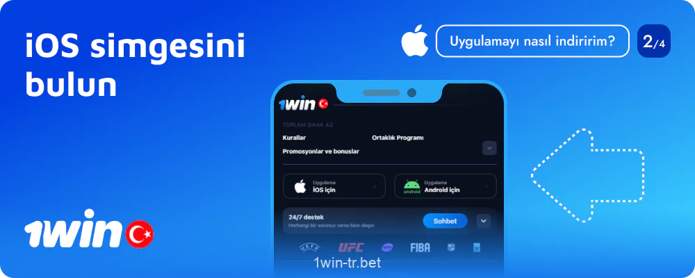 1win Türkiye iOS simgesini bulun